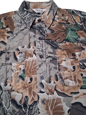 Vintage Walls Advantage Camouflage Shirt Large Tree Leaf Camo Twill Hunt Hunting